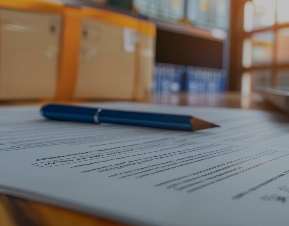 Cargo Insurance Policy Documents on a Desk